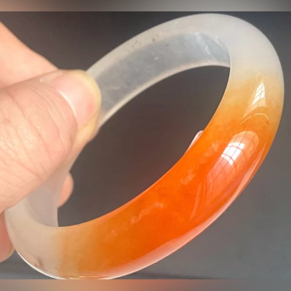 Elegant Orange and White Bangle Bracelet